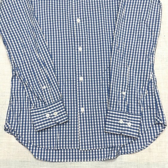 Bonobos Men's Stretch Slim Fit Blue Check Long Sleeve Shirt Size 15 1/2 - Picture 2 of 4